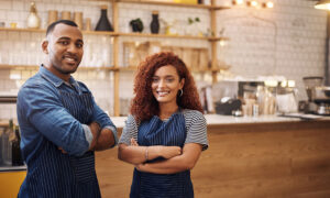 Cafe, Smile And Portrait Of Partner With Arms Crossed At Restaur - Barão Assessoria Contábil